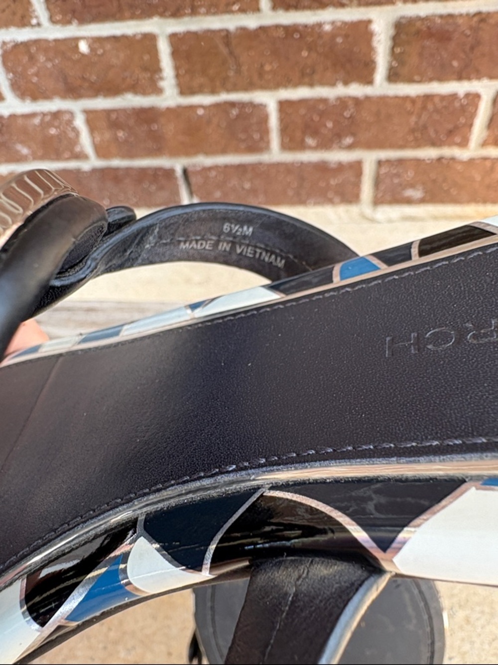 Tory Burch Miller Black and Blue Logo Thong Sandals - Picture 6 of 6